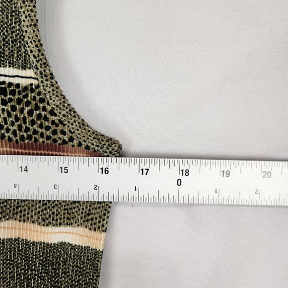 Vintage 90s Stretch Pleat Top Grunge Whimsy Goth Green Neutral Stripe Tank Med - Picture 3 of 6